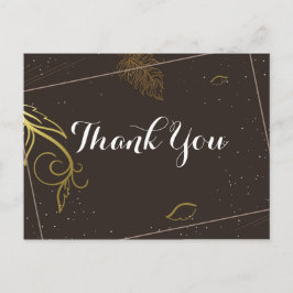 Cartão Postal Obrigado marrom rústico e branco