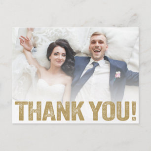 Cartão Postal Obrigado no Casamento   Tipo Dourado Envelhecido e