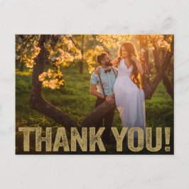 Cartão Postal Obrigado no Casamento | Tipo Dourado Envelhecido e