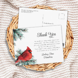 Cartão Postal Obrigado no Funeral por Cardeal Vermelho da Ave da