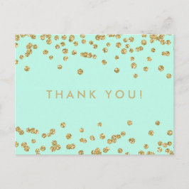 Cartão Postal Obrigado Notem Dourado Faux Glitter Confetti