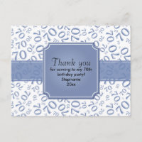 Obrigado: Número 70 Aniversário Padrão Azul/Branco