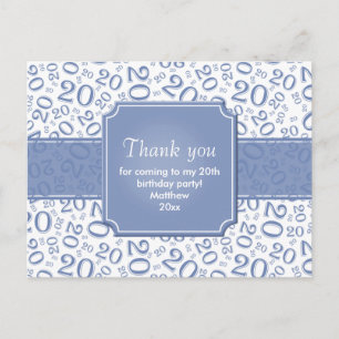 Cartão Postal Obrigado Número de Aniversário de 20 Anos Padrão A