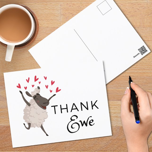 Cartão Postal Obrigado Ovelhas com Corações Vermelhos Obrigado C (Criador carregado)