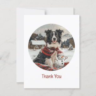 Cartão Postal Obrigado Papai Noel Border Collie Cachorro Boneco 