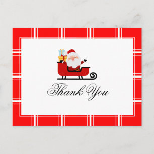 Cartão Postal Obrigado Papai Noel Natal Vermelho