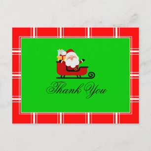 Cartão Postal Obrigado Papai Noel Verde & Vermelho