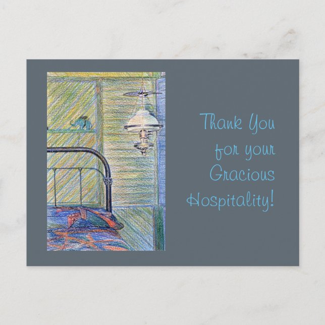 Cartão Postal Obrigado para seu modelo gracioso da hospitalidade (Frente)