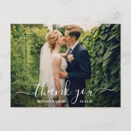 Cartão Postal Obrigado pela Foto de Casamento com Letra de Scrip