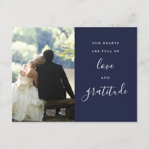 Cartão Postal Obrigado pela Foto de Casamento em Azul Marinho