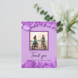 Cartão Postal Obrigado pela foto do casamento floral roxo