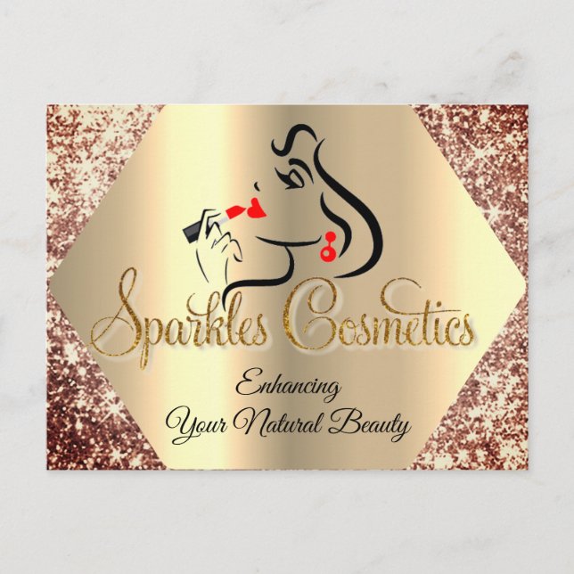 Cartão Postal Obrigado pela sua compra Dourada brilho (Frente)