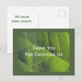 Cartão Postal Obrigado pela Sua Empresa Folha Verde