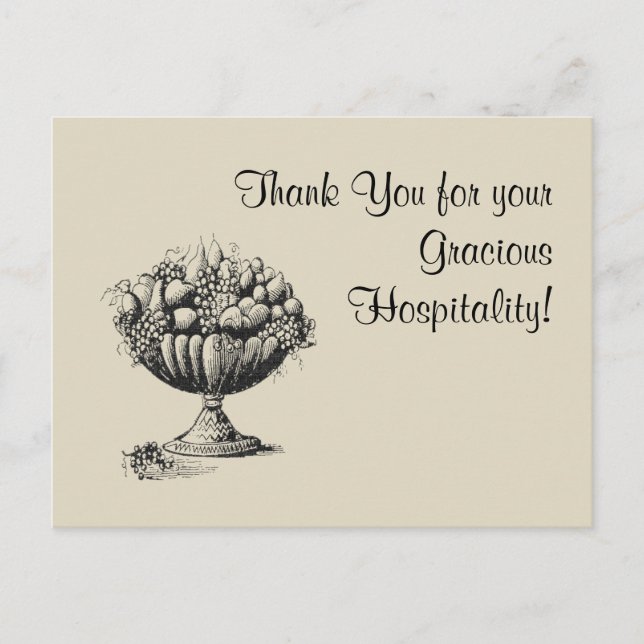 Cartão Postal Obrigado pela sua hospitalidade graciosa! (Frente)