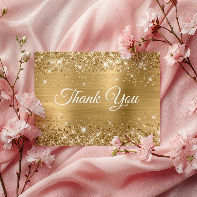 Cartão Postal Obrigado pelo 21º Aniversário em Folha Dourada Bri (Glittery Gold Foil 21st Birthday Thank You Postcard)
