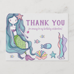 Cartão Postal Obrigado pelo Aniversário da Sereia