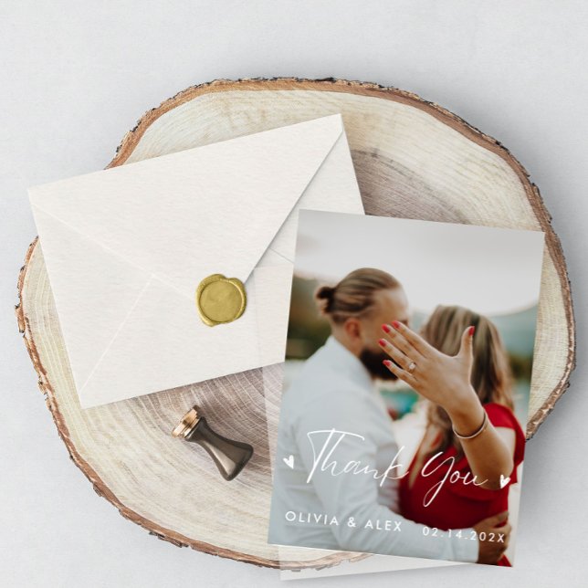 Cartão Postal Obrigado pelo casamento com foto de roteiro modern (Criador carregado)