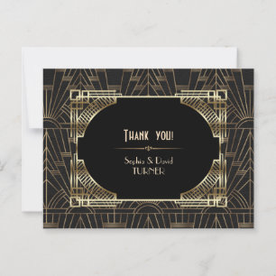 Cartão Postal Obrigado pelo Casamento Royal Gold Black Great Gat