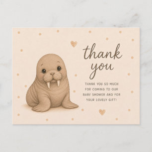 Cartão Postal Obrigado pelo Chá de Bebê do Bebe Morsa