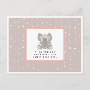 Cartão Postal Obrigado pelo Chá de Bebê do Elefante Bebê Adoráve