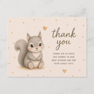 Cartão Postal Obrigado pelo Chá de Bebê do Esquilo Cinza Bebê