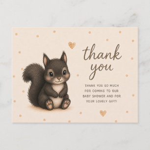 Cartão Postal Obrigado pelo Chá de Bebê do Esquilo Preto Bebê