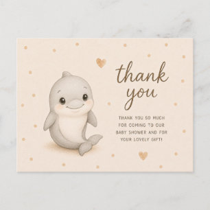Cartão Postal Obrigado pelo Chá de Bebê do Golfinho Bebê