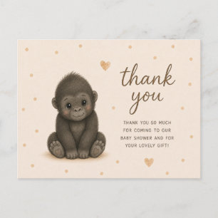 Cartão Postal Obrigado pelo Chá de Bebê do Gorila Bebê