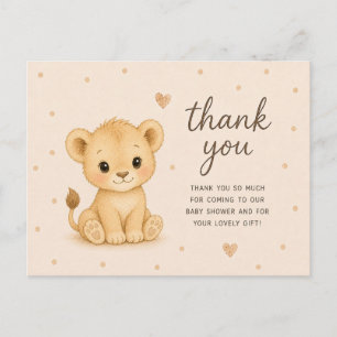 Cartão Postal Obrigado pelo Chá de Bebê do Leãozinho