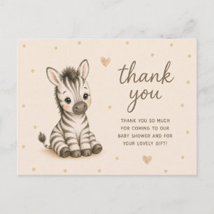 Cartão Postal Obrigado pelo Chá de Bebê do Potro de Zebra Bebê