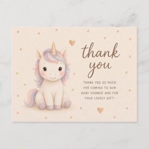Cartão Postal Obrigado pelo Chá de Bebê do Unicórnio Bebê