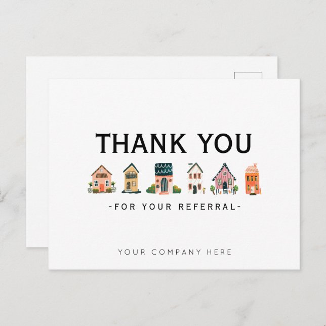 Cartão Postal Obrigado pelo Marketing de Imóveis de Indicação  (Frente/Verso)
