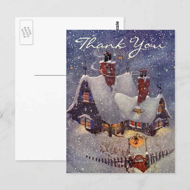 Cartão Postal Obrigado pelo Natal Vintage (Frente/Verso)