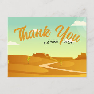 Cartão Postal obrigado pelo pedido com projeto de paisagem anima