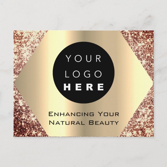 Cartão Postal Obrigado pelo rosa de compra Dourado (Frente)