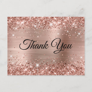 Cartão Postal Obrigado pelo Rose Gold Glitter Foil no meu 21º An