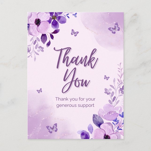 Cartão Postal Obrigado pelo seu generoso apoio (Frente)