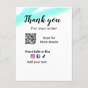 Cartão Postal Obrigado pelo seu pedido adicione q r detalhes de 