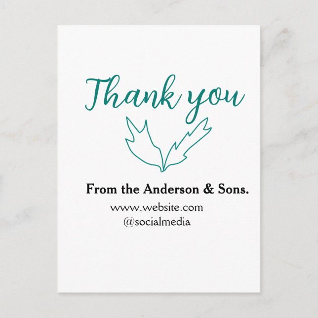 Cartão Postal Obrigado pelo seu pedido folha nome da empresa web (Frente)