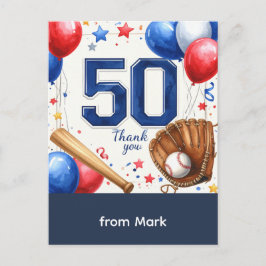 Cartão Postal Obrigado pelos 50 anos de beisebol 