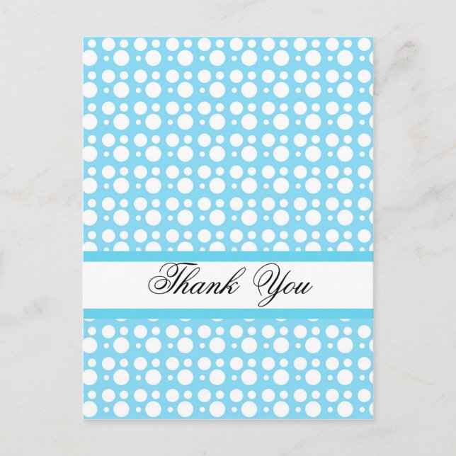 Cartão Postal Obrigado, pontos azuis claros (Frente)