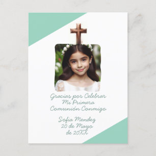 Cartão Postal Obrigado por Celebrar Minha Primeira Comunhão com 