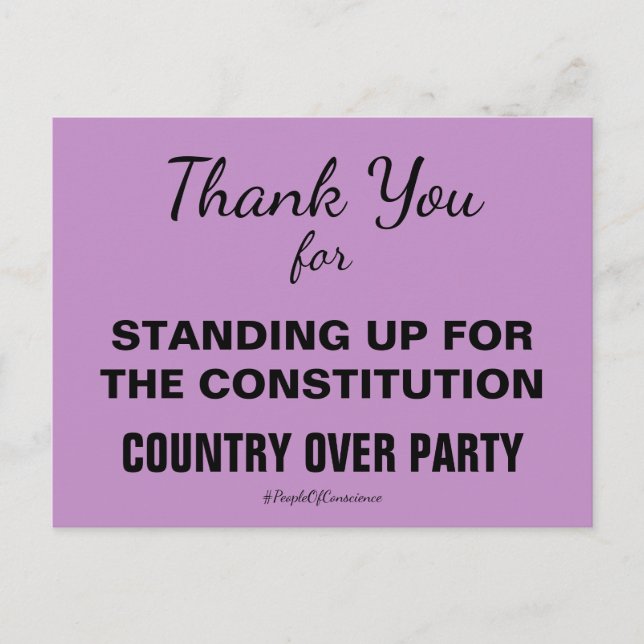 Cartão Postal Obrigado por Defender a Constituição (Frente)