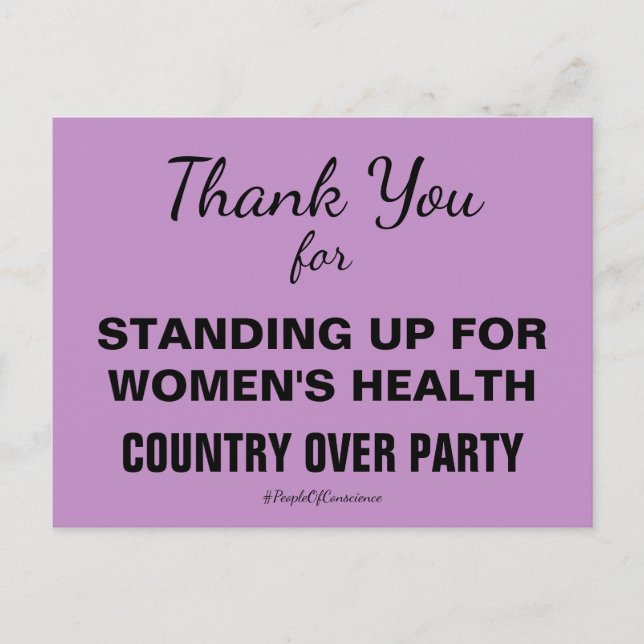 Cartão Postal Obrigado por Defender a Saúde da Mulher (Frente)