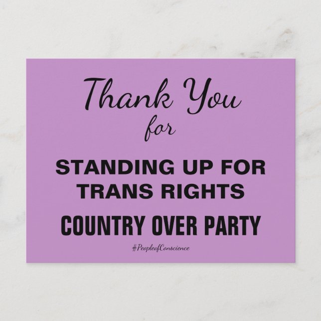 Cartão Postal Obrigado por Defender as Pessoas Trans Resistir (Frente)