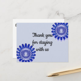 Cartão Postal Obrigado por ficar de férias com a Flor Azul Alugu