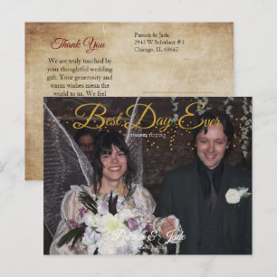 Cartão Postal Obrigado por Foto de Rosas em Flor