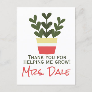 Cartão Postal Obrigado Por Me Ajudar a Crescer | Professor