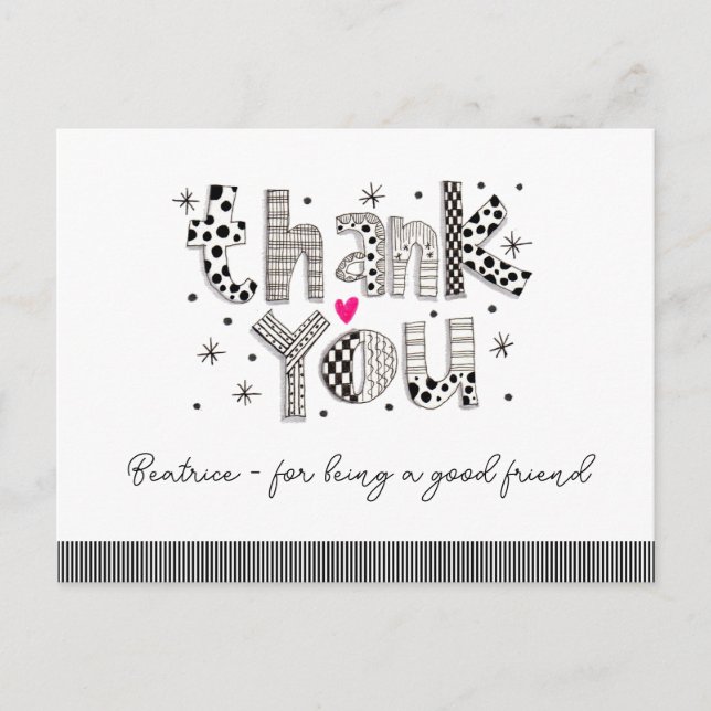 Cartão Postal Obrigado por Ser Meu Amigo Letra Caprichosa (Frente)