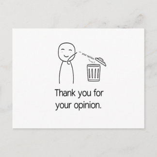 Cartão Postal Obrigado Por Sua Opinião — Lixo Engraçado Descartá